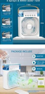 Aire Acondicionado 3 en 1  Ventilador Portátil Humidificador y aromatizador - Imagen 7