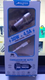 CARGADOR DE AUTO ENTRADA C 30W 4.5A