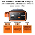 Cargador portátil solar  50000mAh Sanci con múltiples puertos USB, carga rápida 2.1A y pantalla para monitoreo de energía modelo dc-4953 - Imagen 6