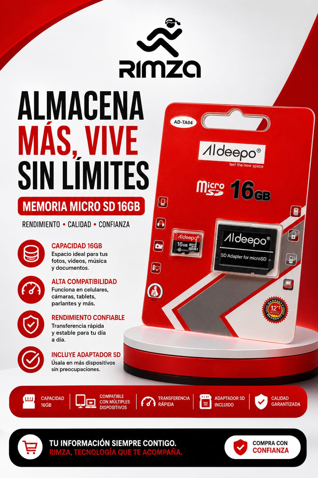 15c62d6e-4211-4618-a0c9-9511092776ce TARJETA MICRO SD DE LA MARCA ALDEEPO 16 GB - Imagen 1