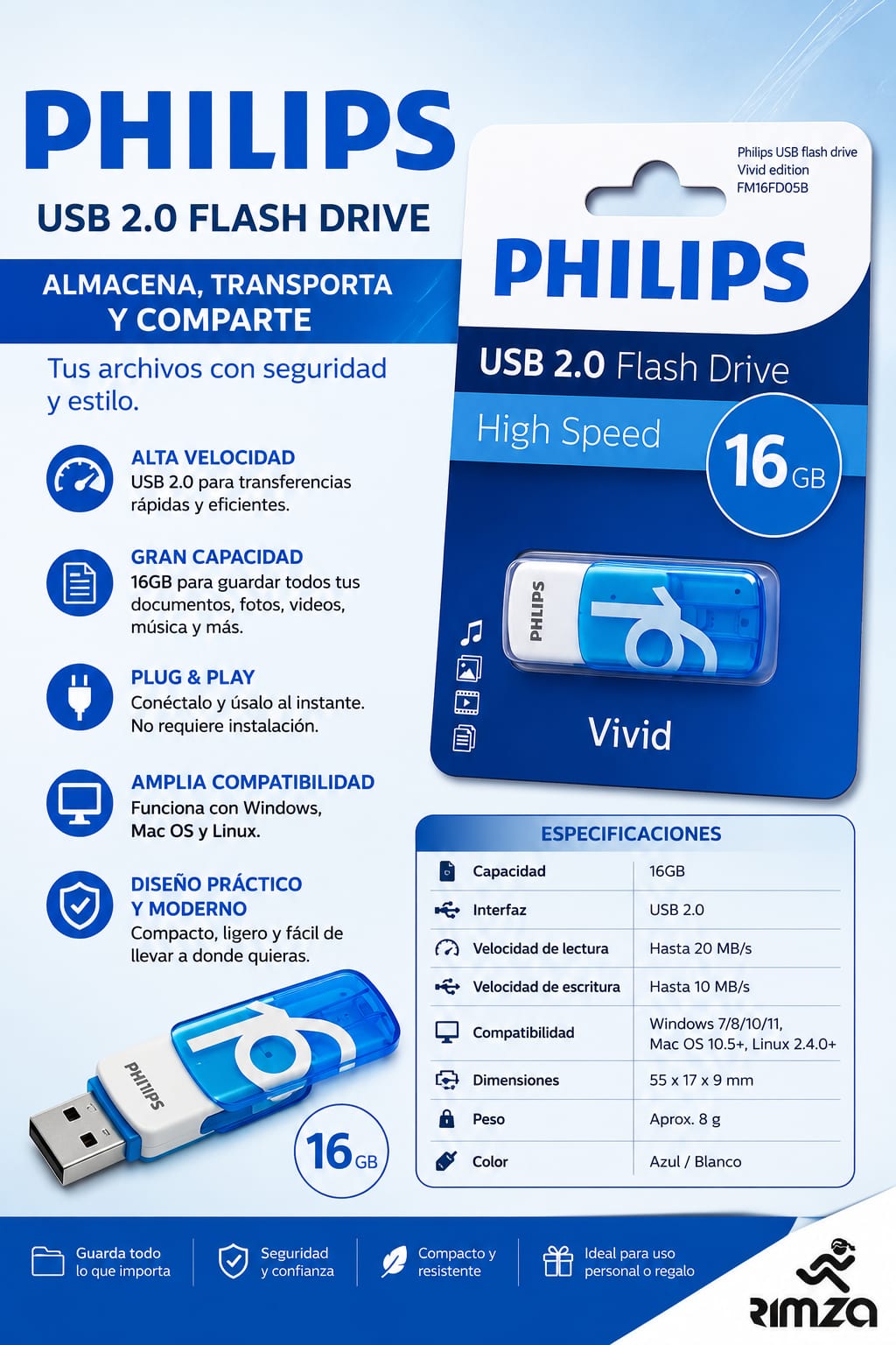 4d9d6771-13d2-4e0e-b8ed-5fa6f2d2e2af USB PHILIPS 16 GB - Imagen 1