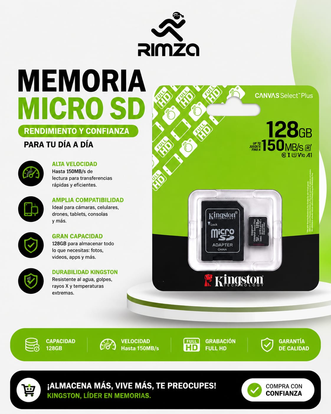 dca901cf-2846-42d9-b05a-142822c61f1c TARJETA MICROSD DE KINGSTON 128GB - Imagen 1
