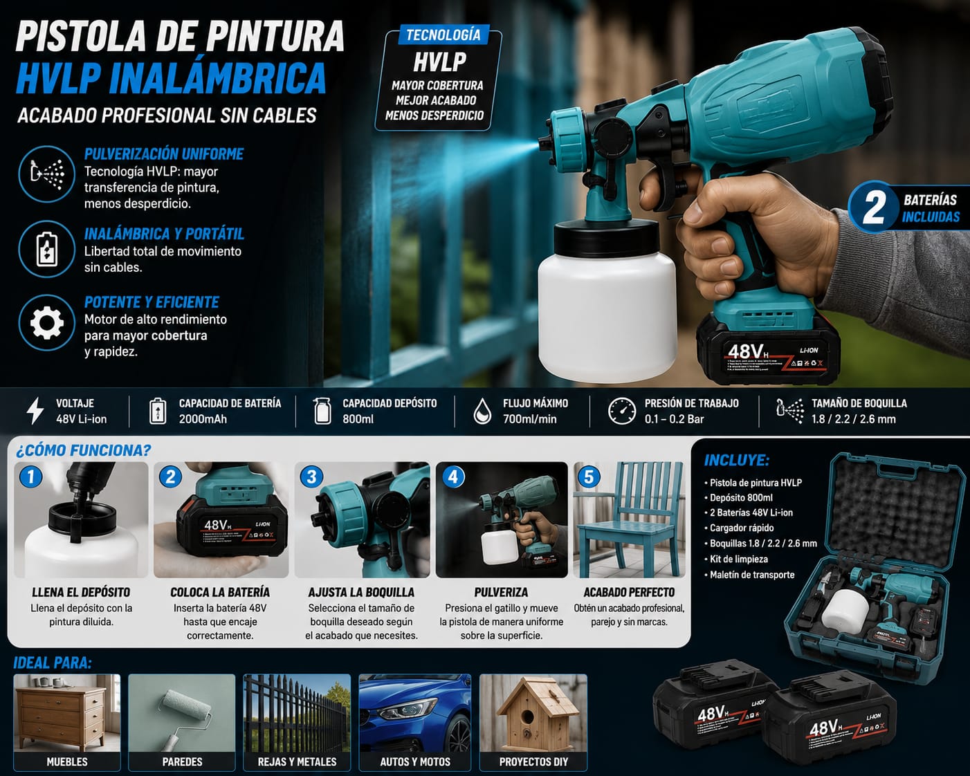 e7f30e5a-7b95-4bb9-8f89-90071437e5b8 PISTOLA DE PINTURA 48V - Imagen 1
